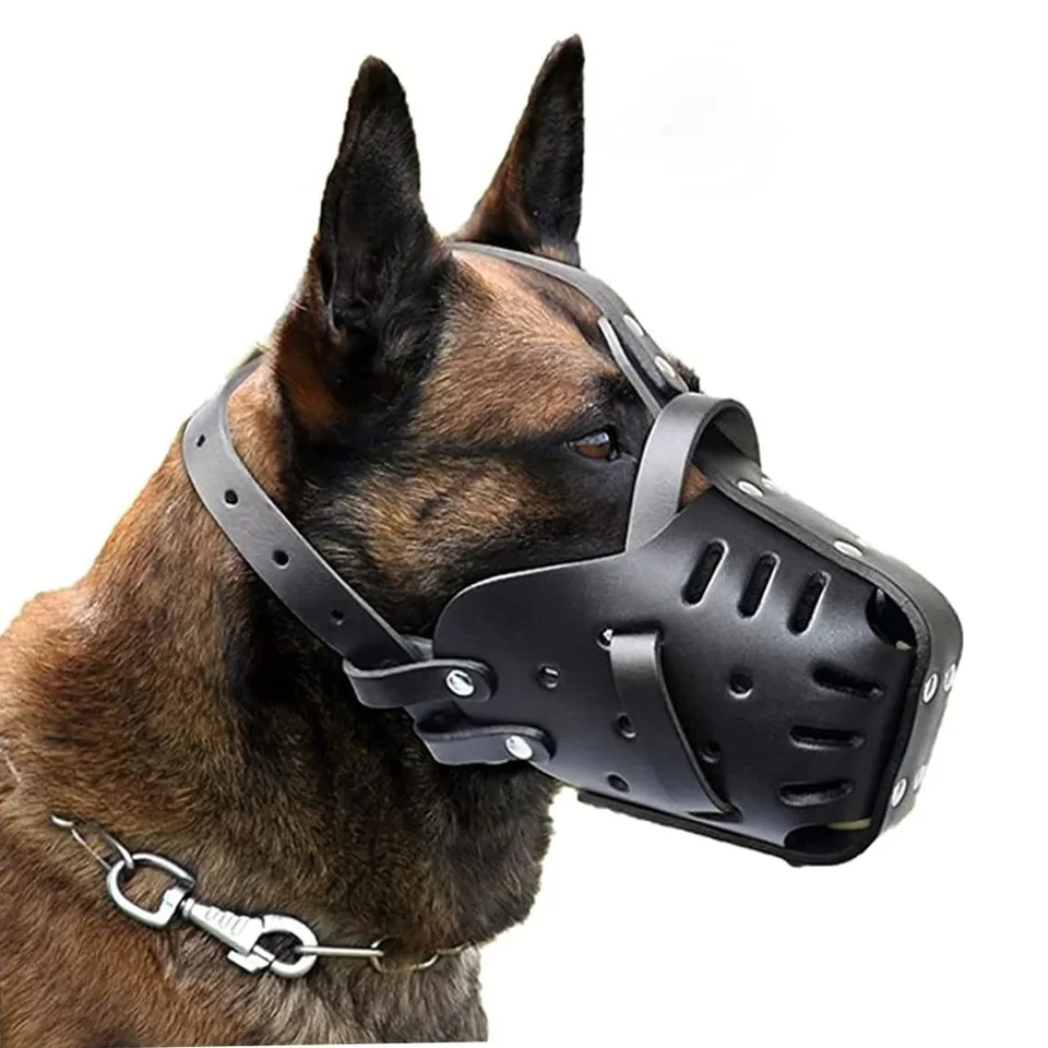 Kožené domáce psie košíky Kasket Náklady proti uhryznutiu psie klietka pre psov pre psov pokrýva ústa nemecký pastier Doberman