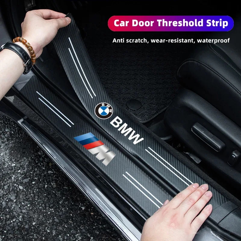 Kožené dutiny dverí auta Prah z uhlíkových vlákien Anti Scratch pre BMW x1 x2 x3 x5 x4 x6 x7 IX3 F20 F10 F07 E70 E46 E90 E92 E60 E39