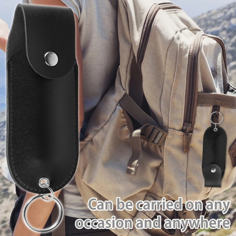 Kožené korenie spreje držiak na kľúče keychain mini prenosné korenie Spreje Spreje Storage Cover Keychain