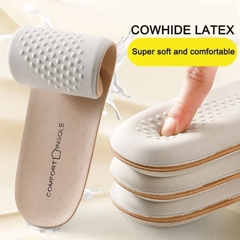 Kožené latexové športové vložky Cowhide vložky pre obuv podporné obuvné vankúšiky pohlcujúce vložky šablóny Fasciititídy absorbujú