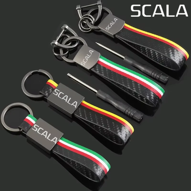 Kožené logo auta Klávesnica pre logo Scoda Scala Roomster Rapid Kamiq Fabia Octavia Kodiaq Auto Keyfob Keyring Keyring Prívesky Prívesky