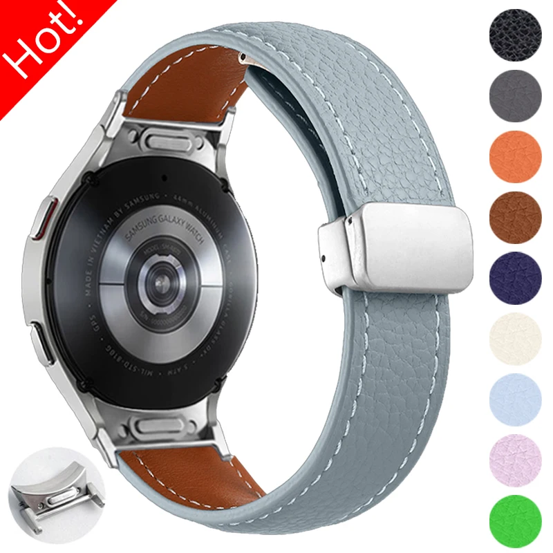Kožené pásy pre GAPS Galaxy Watch 6 5 4 40 44 mm 20 22 mm Magnetický popruh pre Galaxy Watch 6 43 47 mm pre Galaxy Watch 6 4 43 47 mm pre Galaxy Watch 6 4