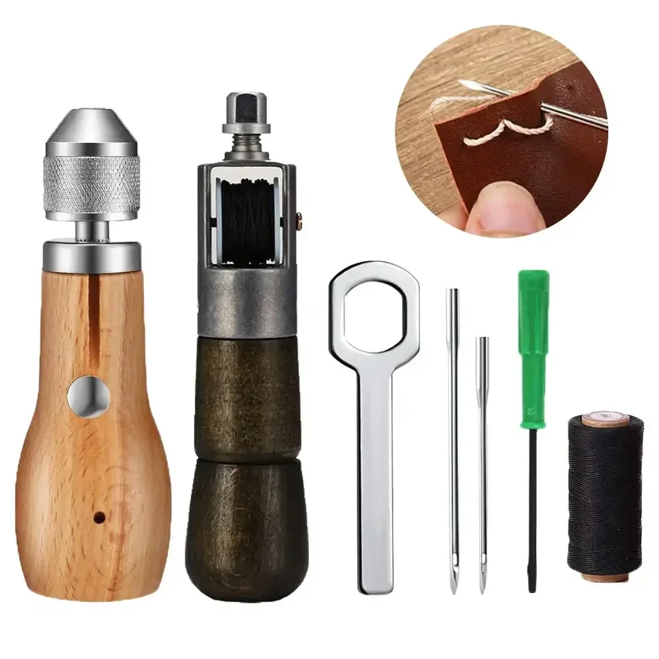 Kožené šitie awl súprava ručného steheru Set Lock Stitching Ručné šitie šijacia ihla Kit