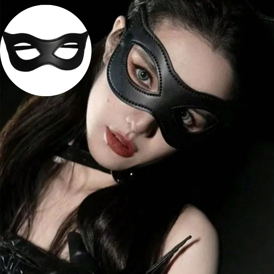 Kožený postroj erotická čierna polovica tvárovej masky očí Sexy otroctvo klietky sochárstvo fetiš maska ​​mačka gothic bdsm cosplay sexuálne hračky Masky
