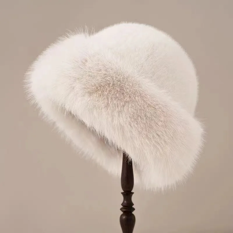 Kožušina Ženy Teplá snehová lyžiarska čiapka plyšová samica faux líška kožušina zahustená zimná klobúk Lady Windproof Panama Furry rybár Cap y2k