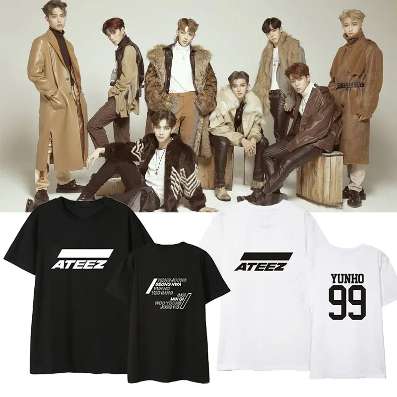 Kpop ateez album t tričko Ženy Men Hongjoong Seonghwa Yunho yeosang Mingi Wooyoung Jongho bavlna s krátkym rukávom tričko Homme ns