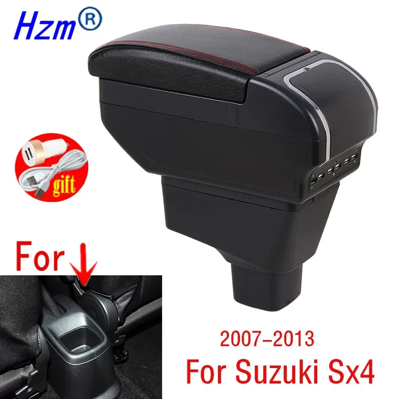 Krabica na lakťové opierky pre Suzuki SX4 2007-2013 Centrová úložná skrinka s nabíjaním USB 2008 2009 2010 2011 2012 2012 2013