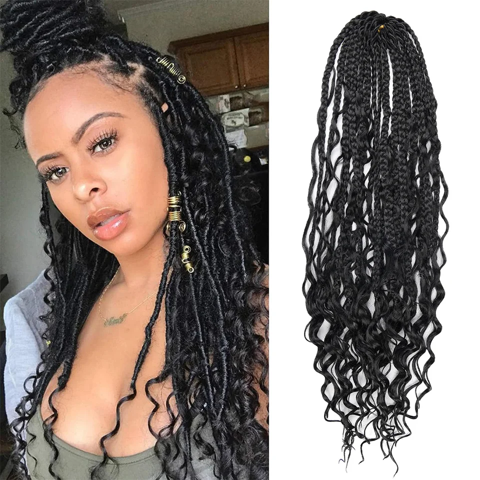 Krabové vrkočky háčkované vlasy s kučeravými koncami 18 palcov Bohomian Box Craids Crochet Braids Syntetické pletenie vlasov