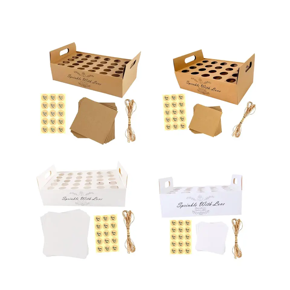 Kraft Confetti Cone Tray Kit Hollow Ornament Handcraft DIY Držiteľ okvetných lístkov na Deň matie