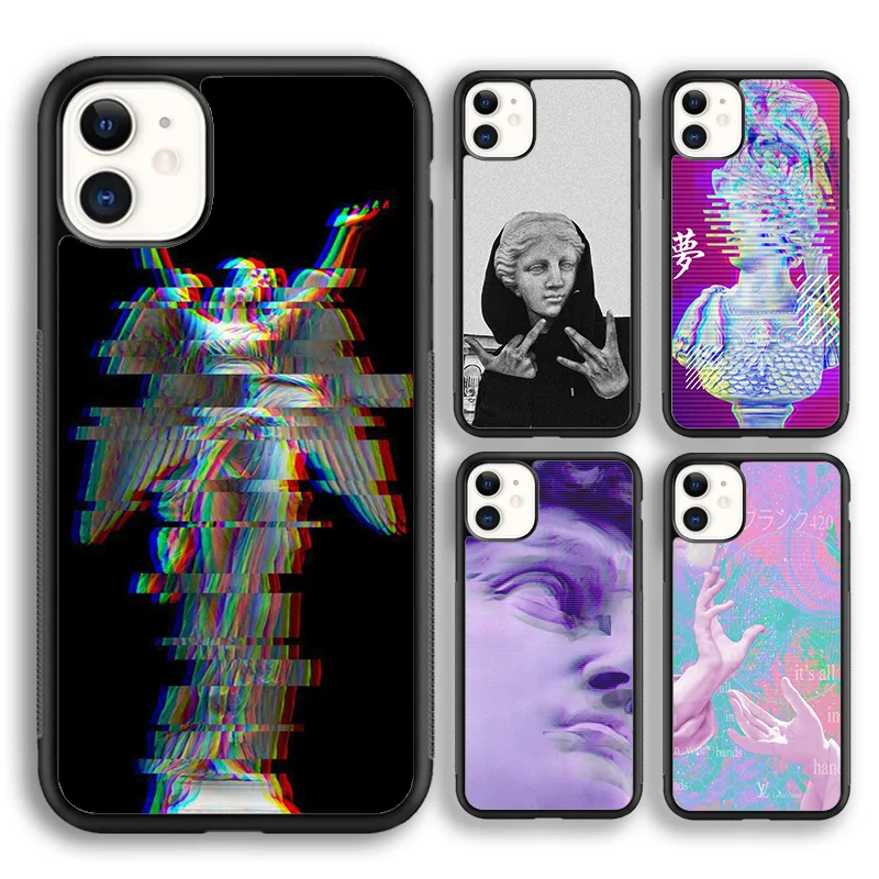 Krajews Vaporwave estetické umenie Tlačené puzdro pre telefón pre iPhone 16 15 14 plus xs xr 11 12 Mini 13 Pro Max Fundas