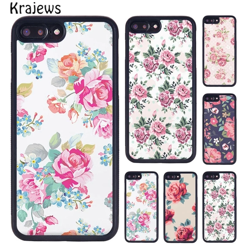 Krajews Vintage Pink Rose Floral Flowers Pase Fundas Fundas pre iPhone 16 15 14 plus 11 12 Mini 13 PRO XR XS Max Coque