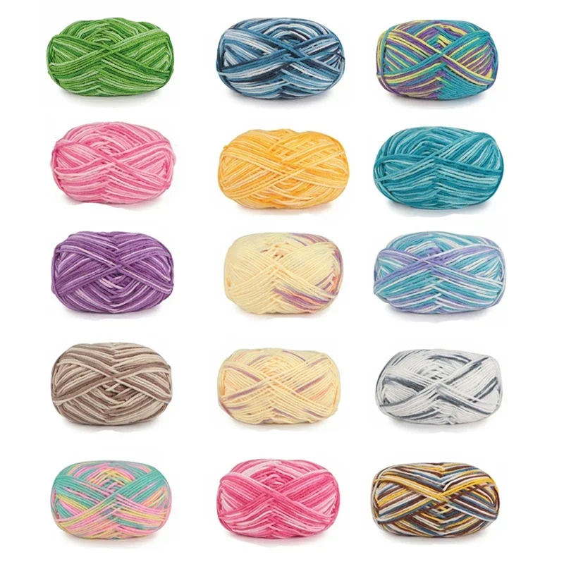 Kravata zafarbená mliečna bavlnená priadza 3 pramene 2,5 mm segment zafarbený gradient vlnená háčkovaná ručne tkaná šatka vlnená ručne vyrobená tkanina DIY tkanina