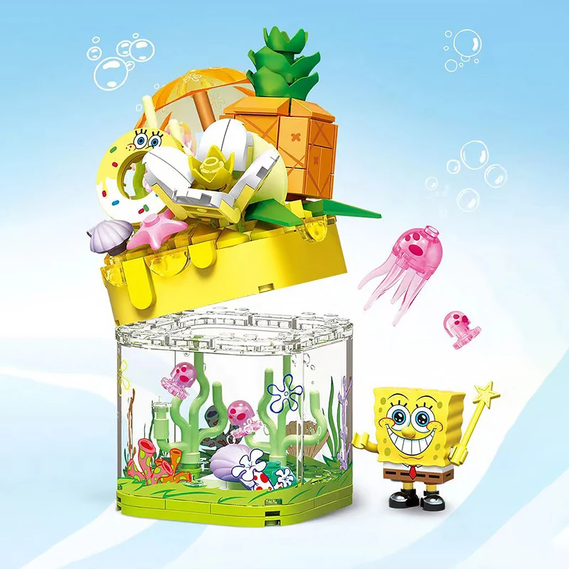 Kreativita spongebob Patrick House Building Block DIY ananás jahody Model Model tehly dekorácie hračky pre deti darčeky