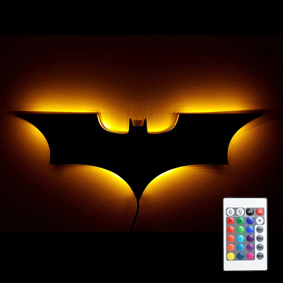 Kreatívna 3D BAT nástenná lampa RGB LED lôžko nočná herná miestnosť bar dekoratívne svetlo s diaľkovým ovládaním pre verandu obývacej izby v spálni