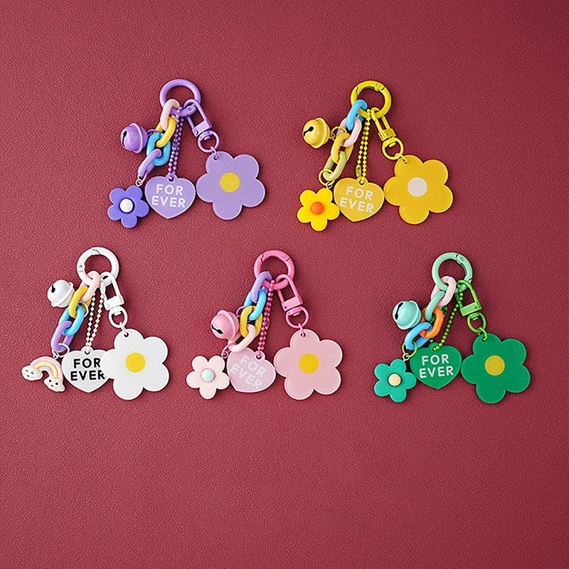 Kreatívna cukrová farba kvetina srdce Prívesok Keychain roztomilý kvetinový kvetinový prsteň vrecko na prívesok Prívesky