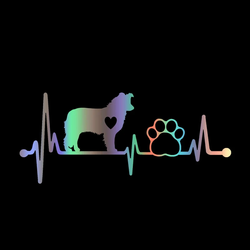 Kreatívna hranica Collie srdcový rytmus Lifeline labka Nálepka na auto automatické okno Teleso vinylové nálepky na motocykle