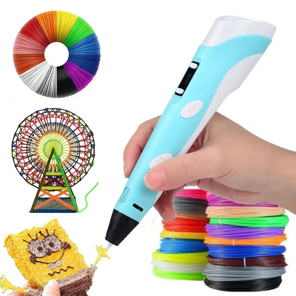 Kreatívna hračka s LCD obrazovkou vianočné narodeniny Darček kresby Dodávky Arts Tlačiareň 3D tlač Pen Pla vlákno 3D perá