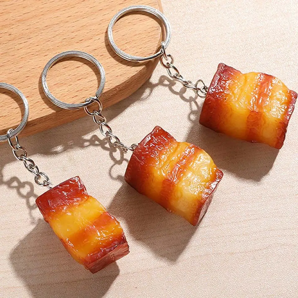 Kreatívna vtipná simulácia PVC Food Keychain Roastované kuracie krídla Kovové kľúče vrecko na autá dekor prívesok kľúča kľúče darčeky