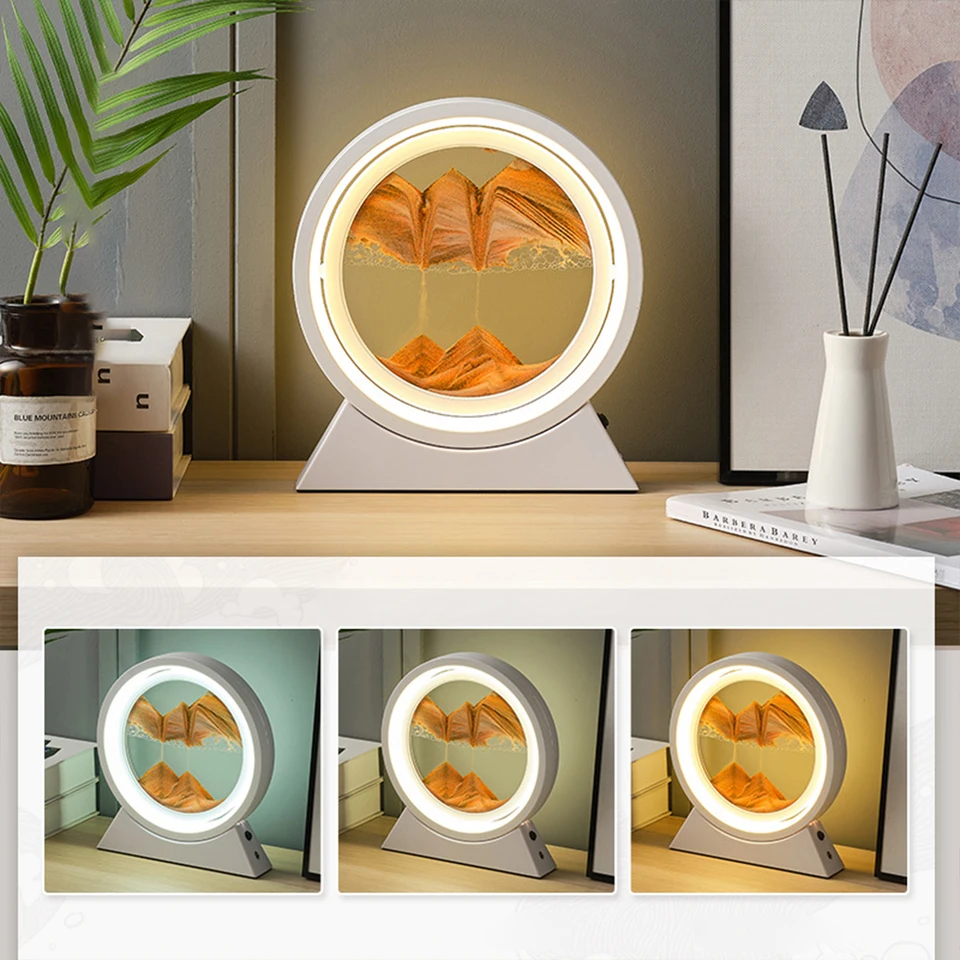 Kreatívne 3D presýpacie hodiny Quicksand Moving Sand Art Picture Round Glass Deep Sandscape Craft Flowing maľba domov Vianoce dec