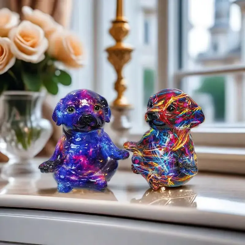Kreatívne a farebné jogové psa Piggy Bank Ozdoby, dekorácie v kancelárii pre stolné počítače, remeslá živice v obývacej izbe