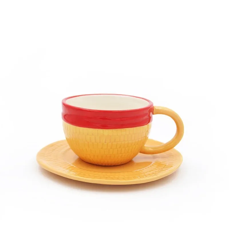 Kreatívne anime jeden kus keramický pohár Traja bratia Luffy Ace Sabo Hat Water Cup Cartoon Home Coffe