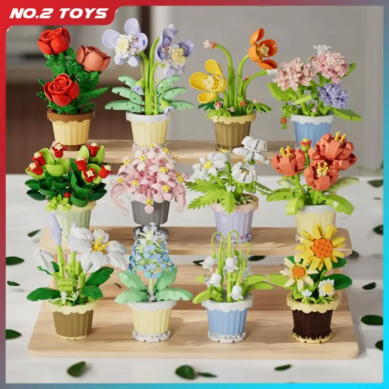 Kreatívne DIY bonsai šťavnaté kvetinové hrniec stavebné bloky simulácia večný kvet dizajnu bloky hračky hračky Domáce dekorácie darčeky