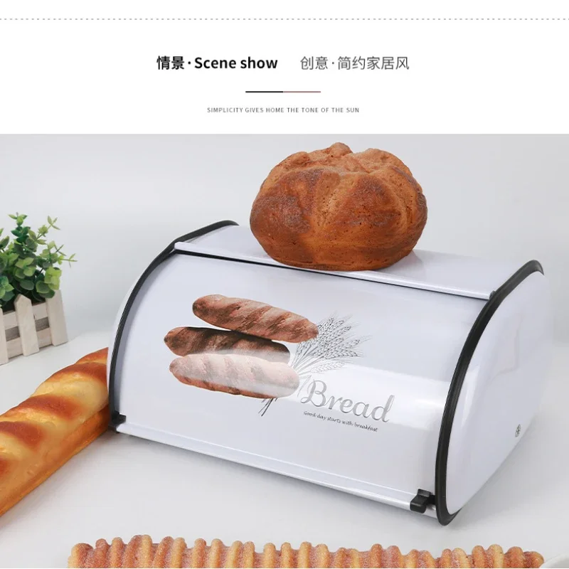 Kreatívne domáce úložné skrinky biely kovový bubnový chlieb Box kuchyňa Skladovacia skrinka kontajner