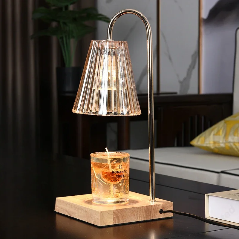 Kreatívne drevené aromaterapeutické voskové voskové lampa s časovaným stmievaním pre domácu spálňu Obývacia izba Atmosféra dekorácie osvetlenie
