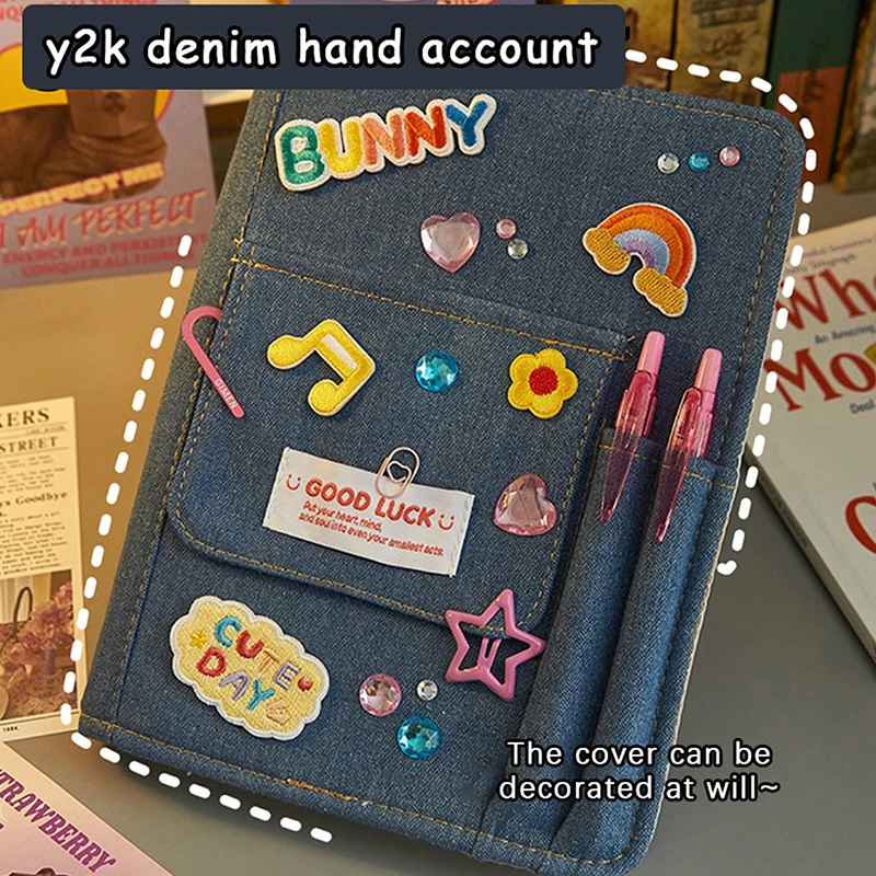 Kreatívne džínsové notebooky Binder Journal Ručná kniha Denník s vreckovým notebookom Skladovanie Kórejské školské potreby