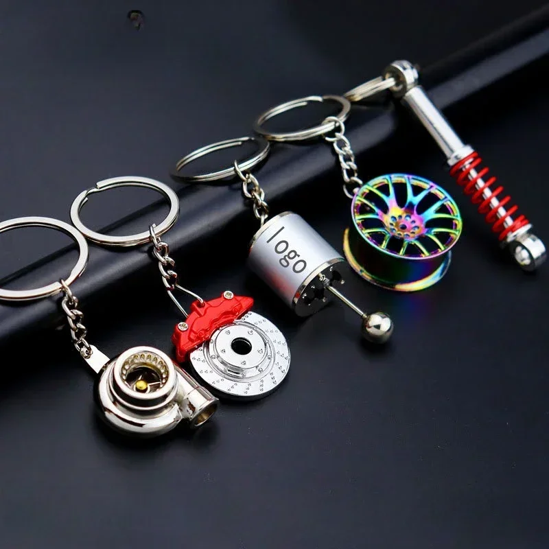 Kreatívne kovové auto doplnky Keychain Zinc zliatina Turbo prevodovka Hub Brzdenie Disk prívesok Kľúčový kľúče pre darček k narodeninám mužov