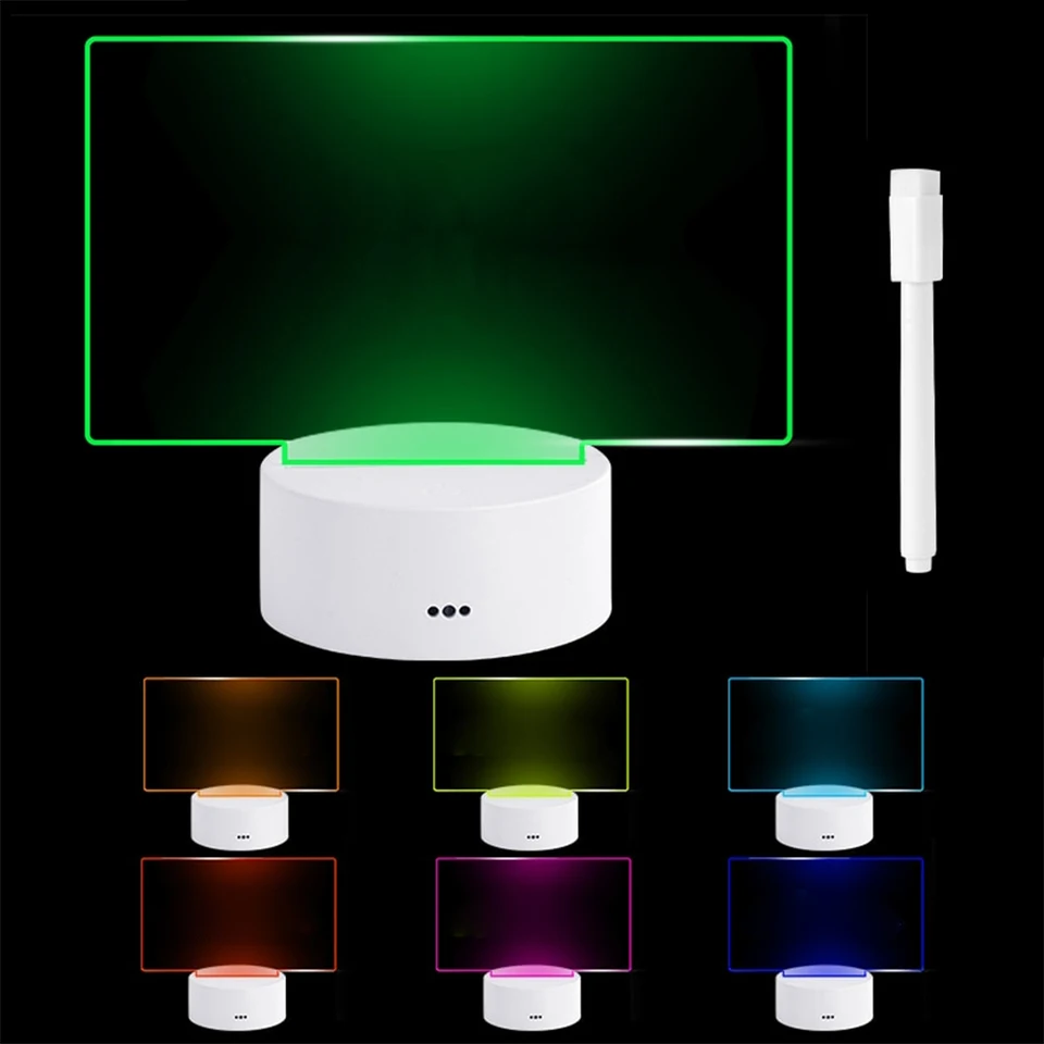 Kreatívne LED nočné svetlo Poznámka doska doska s perom USB Power Decor Night Lamp Darček pre deti priateľka pre spálňu