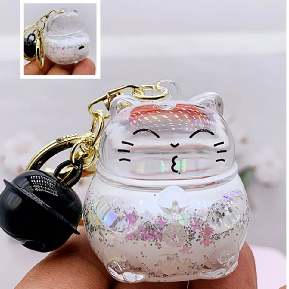 Kreatívne maneki neko mini ornamenty šťastné mačka quicksand taška prívesok kľúče kľúče pre domácich majstrov kawaii taška kúzlo lano lano
