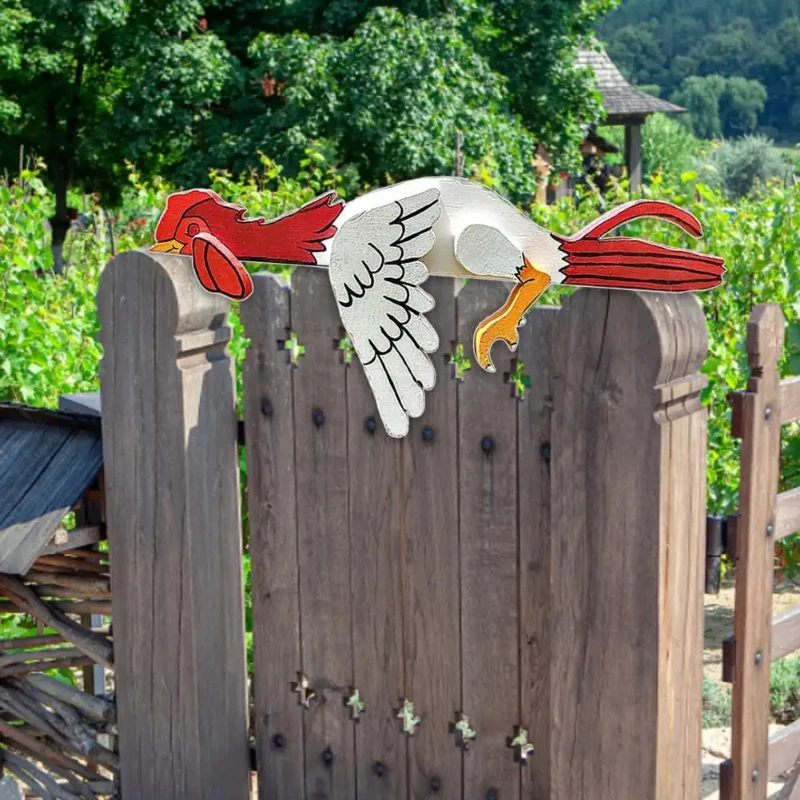 Kreatívne odpočinok Rooster Rail Pet Garden Socha Decor pre záhradný plot, farma, terasa, záhrada, socha sochárstva kuracieho mäsa