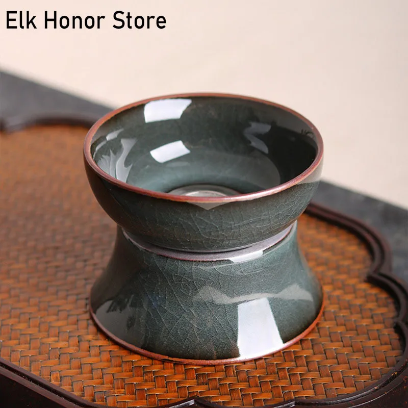 Kreatívne ručne vyrábané čajové sitlo Celadon Ge Perica Tea Leasking Držiteľ keramika železná pneumatika Kung Fu TEA SET Filter Tea Obrad Darček