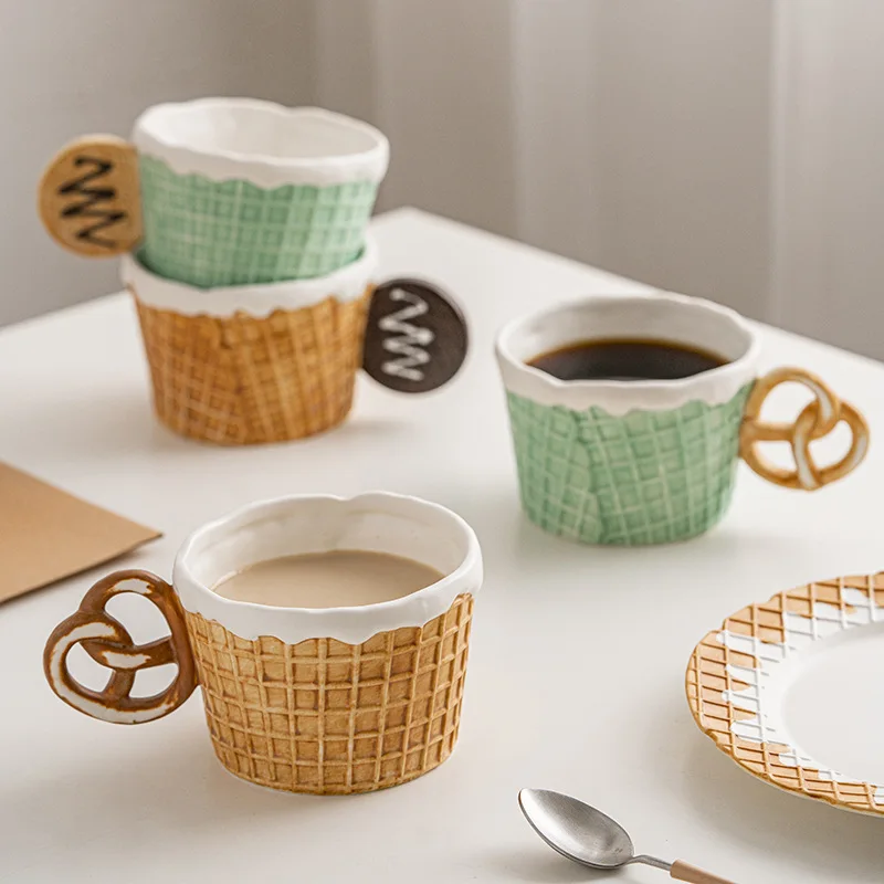 Kreatívne sušienkové série keramické riadové riady Domáce občerstvenie dezert Cake Plate Office Coffee Cup hrnček