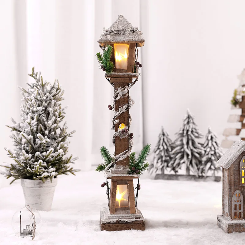 Kreatívne vianočné drevené dekoratívne dekoratívne dom prívesok simulácia Street Light Model Light vianočná párty domáca dekorácia Navidad