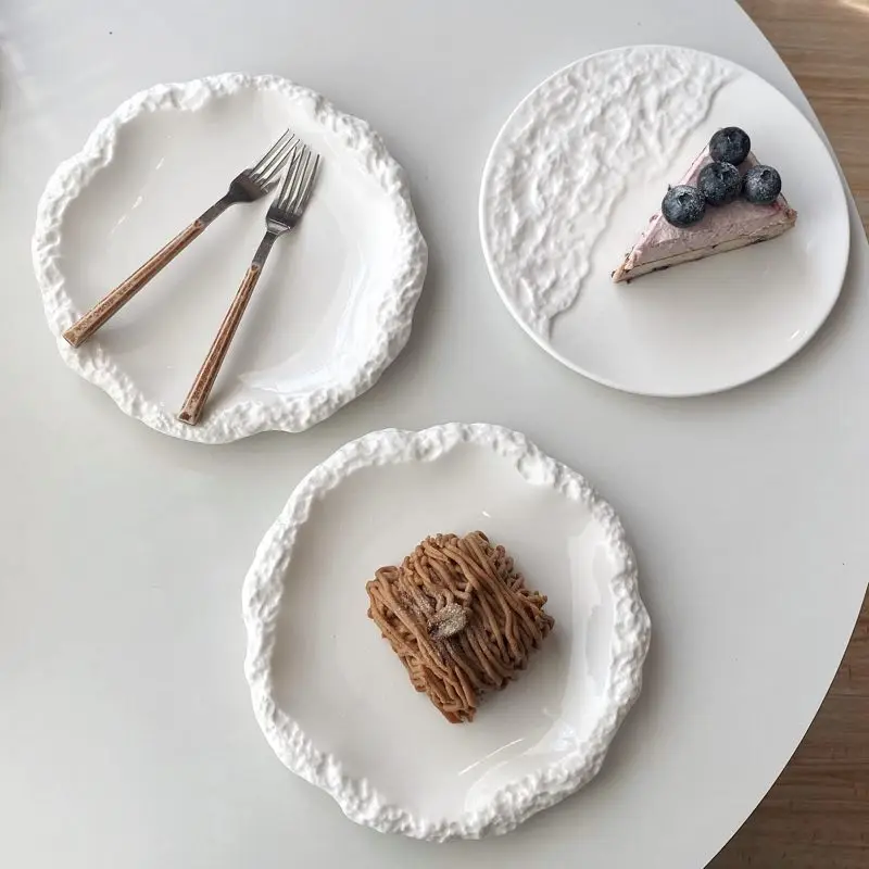 Kreatívny keramický tanier masívne farebné okrúhle domáce riady popoludňajší čajový koláč dezert steak cestoviny Plates Osobné predmety