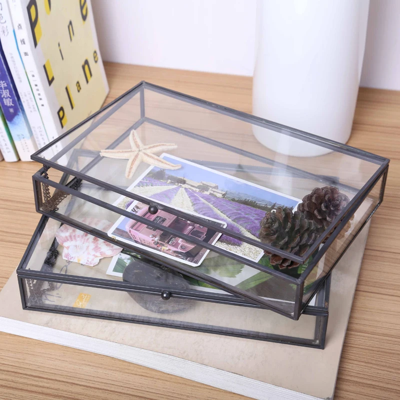 Kreatívny nordický štýl retro sklenené šperky úložný box šperky Display Box Desktop Storage Organizácia domáca dekorácia