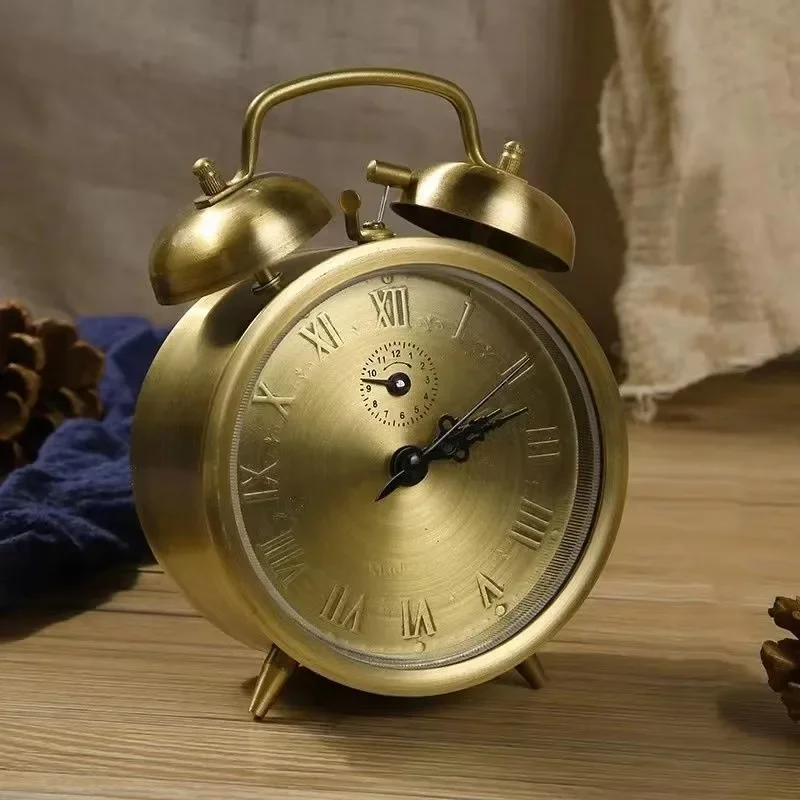 Kreatívny retro čistý budík medených podkov, klasické hodinky Mechanické nočné hodiny, nostalgický kúsok domácich dekorácií