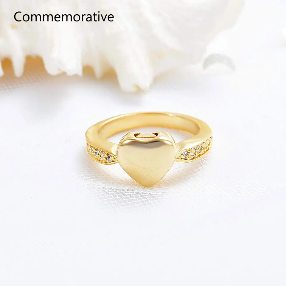 Kremácia Krspsake Ring Inlay Crystal Crinless Ocel Urns Rings pre pár popol pohrebných kremácií šperky 2022 Nový srdce popol