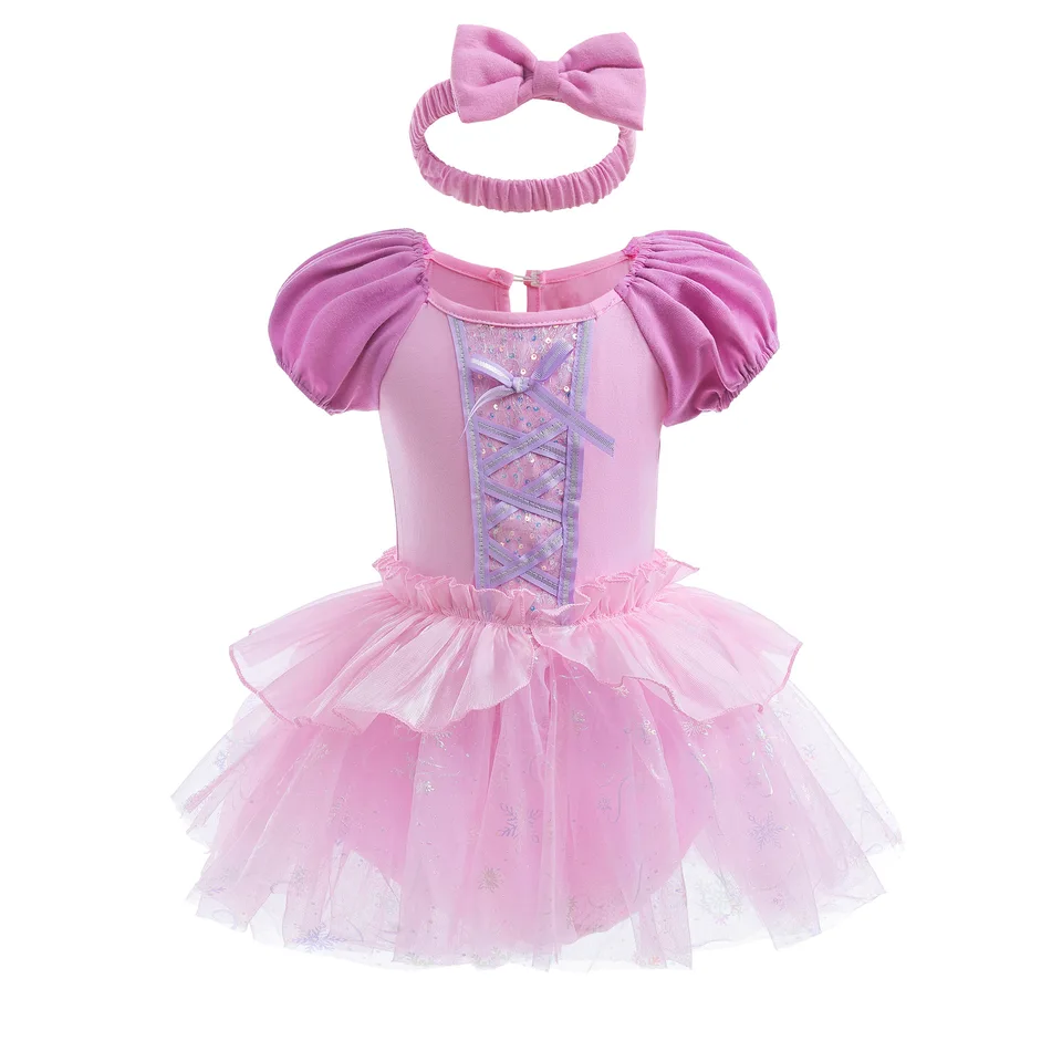 Kreslená postava princezná cosplay kostým ružové šaty Halloween Girl Castle Carnival Party