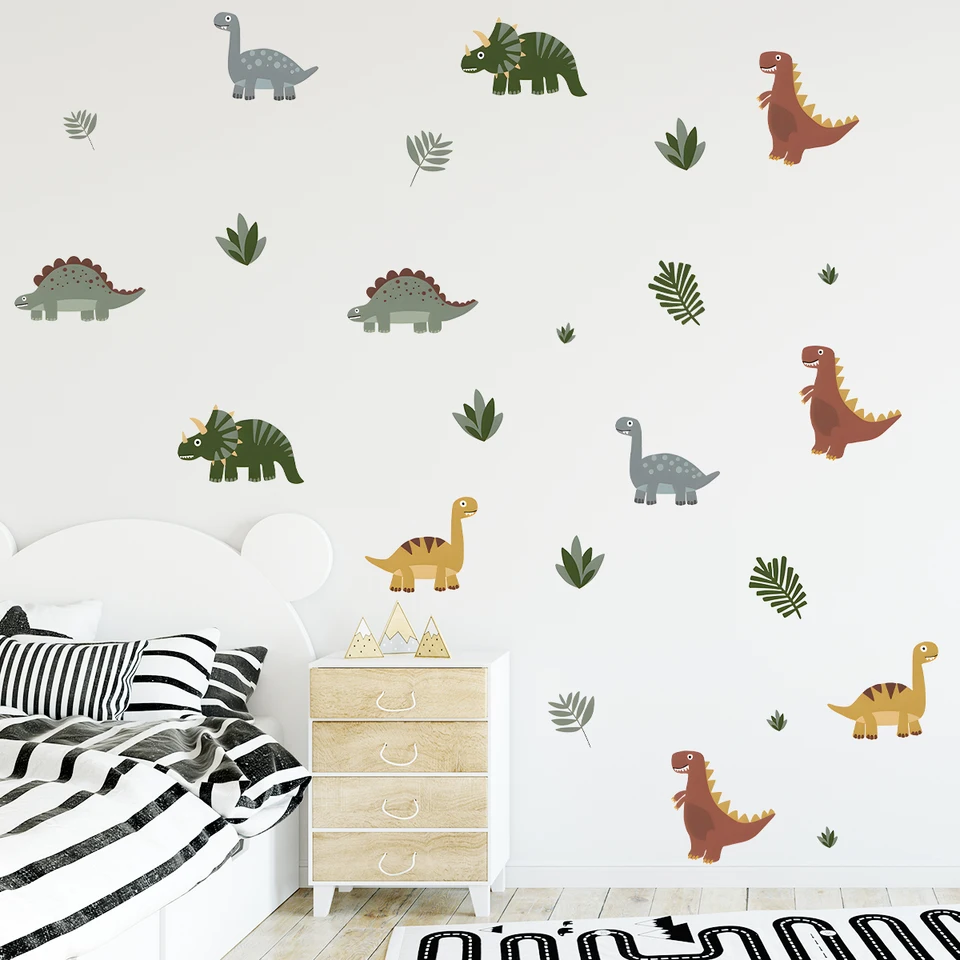Kreslené zviera roztomilé nálepky na dinosaurus steny odnímateľné pre detskú izbu dekorácia pozadie obývacia izba detská materská materská stena obtisky