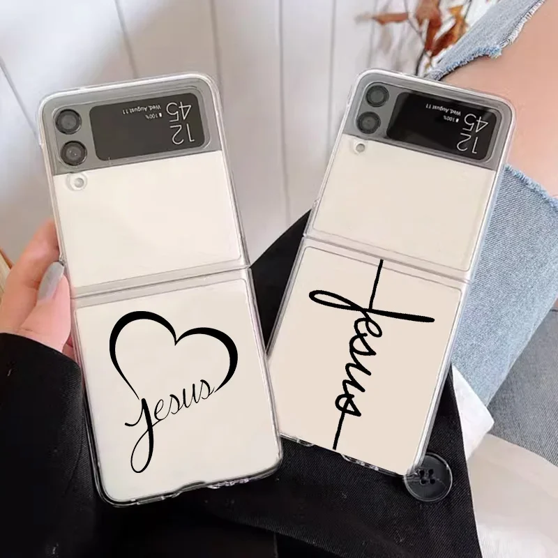 Kresťanská náboženská viera Ježišov telefón pre Samsung Galaxy Z Flip 5 Zflip 6 Clear Cover pre Samsung Zflip 4 3 Fundas Shells
