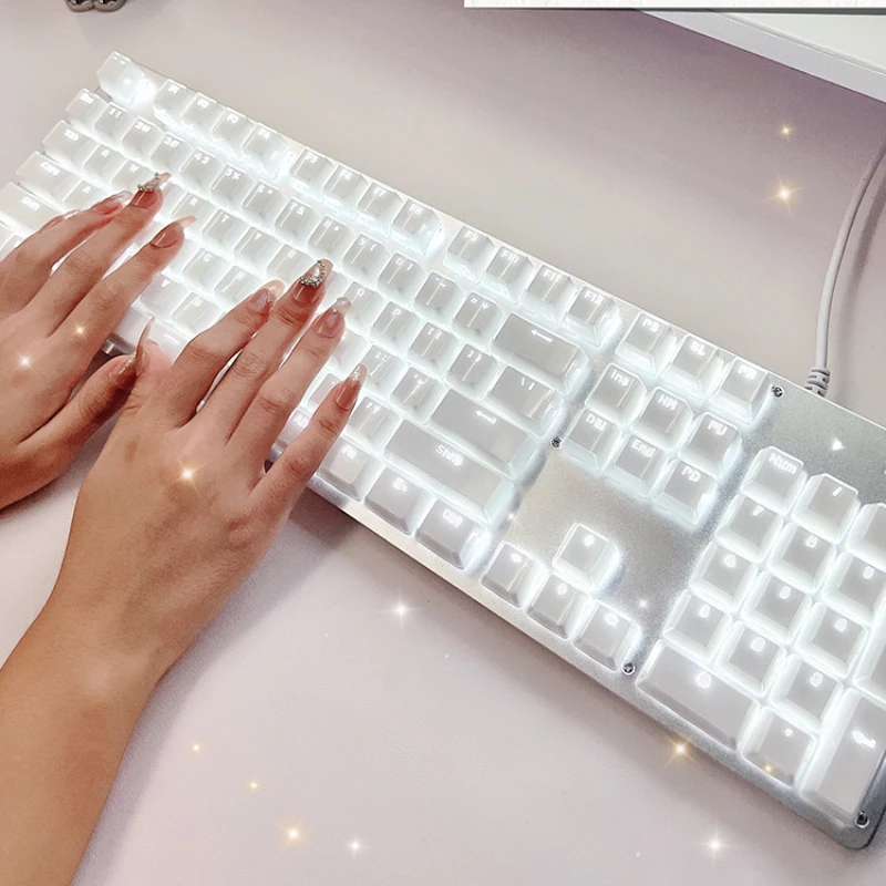 Krištáľovo čistou mechanickou klávesnicou myš Mouse Tea Green Axis Wireless Bluetooth Ice White