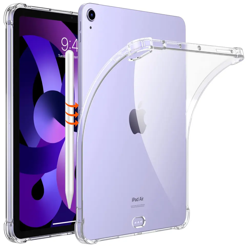 Krištáľovo čisté puzdro pre iPad Air 5./4. generácia 10,9 palca 2022/2020 Ultra tenký priehľadný TPU Flexibilný gumový zadný kryt