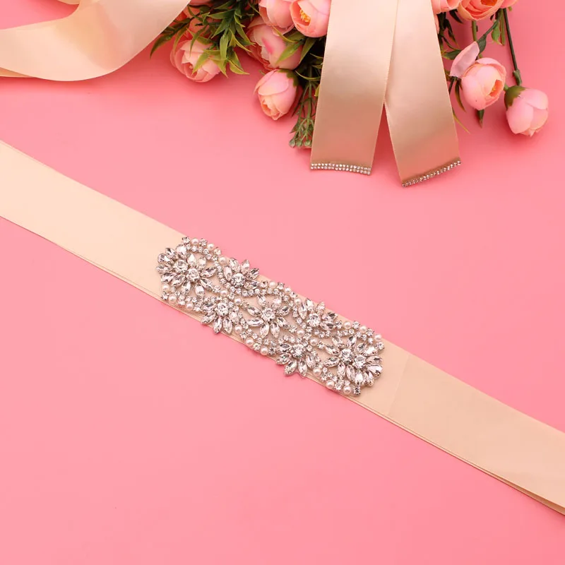 Krištáľové kamienky Svadobný pás Luxusné svadobné pásy Sash White Ivory Champagne Ribbon pre ženy