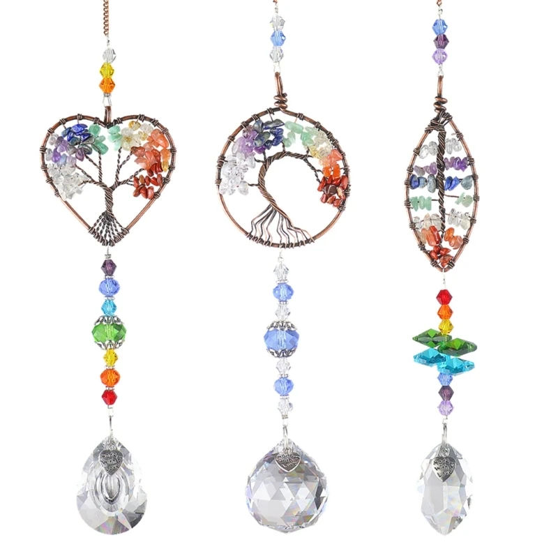 Krištáľové suncatchers stromy životné okno okenné zvonkohry visí prívesok Domáca záhrada