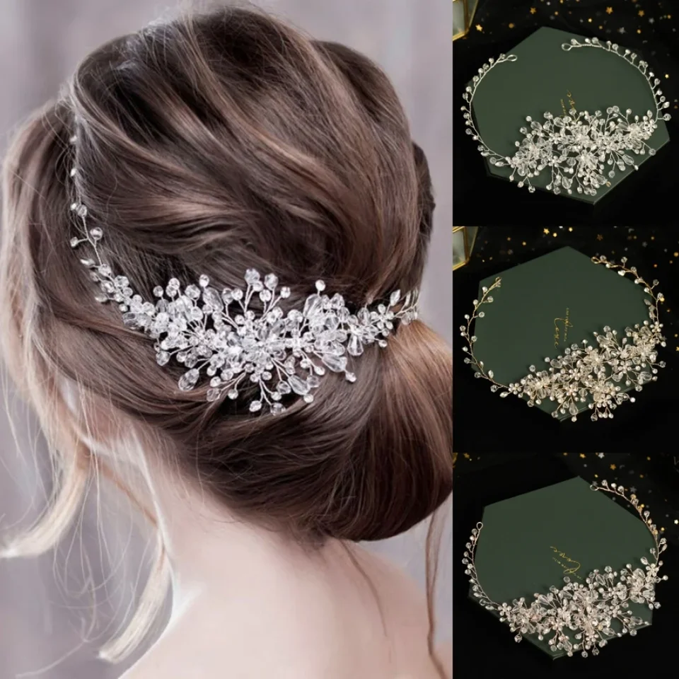 Krištáľový kamienok Svadobná čelenka čelenka pre ženy pre ženy nevesty kráľovná svadobné vlasové doplnky šperky kapela Hairband darček