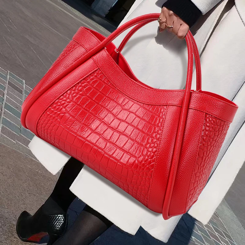 Krokodílové vzorky Dámska kabelka dámska módna dochádzanie s veľkou kapacitou Matka s jednou kapacitou Crossbody Matka