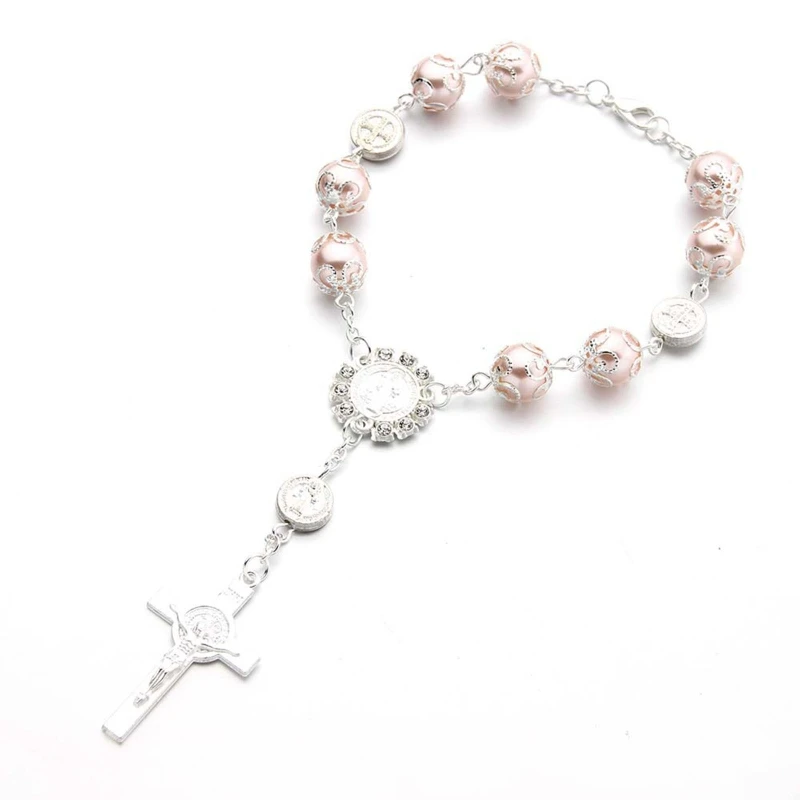 Krst prstov ružence Faux Pearls Náramok na krst krst